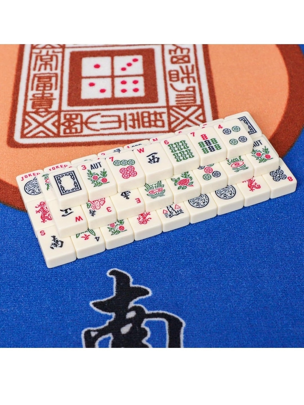 American Mahjong Tile Set with Pink and White Tiles And Blue Mat Set - Picture 7 of 16